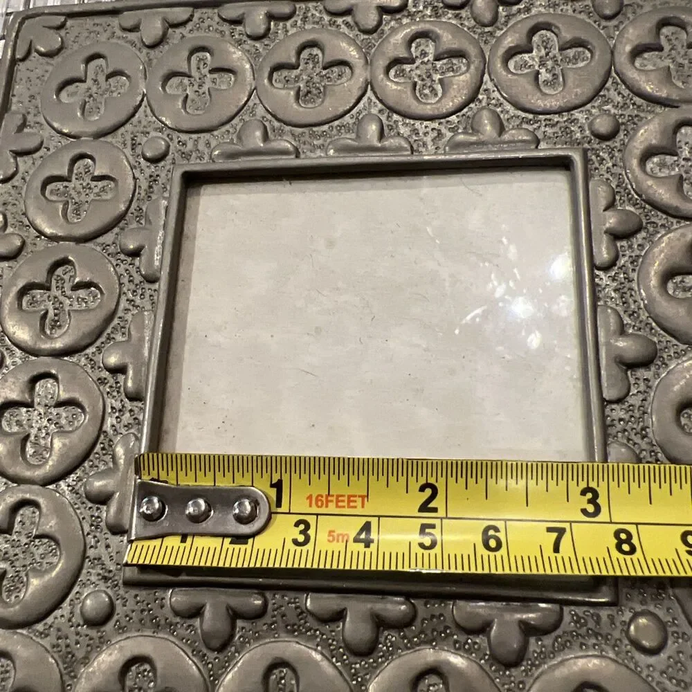 Gray Metal Heavy Square Table Top Picture Frame
